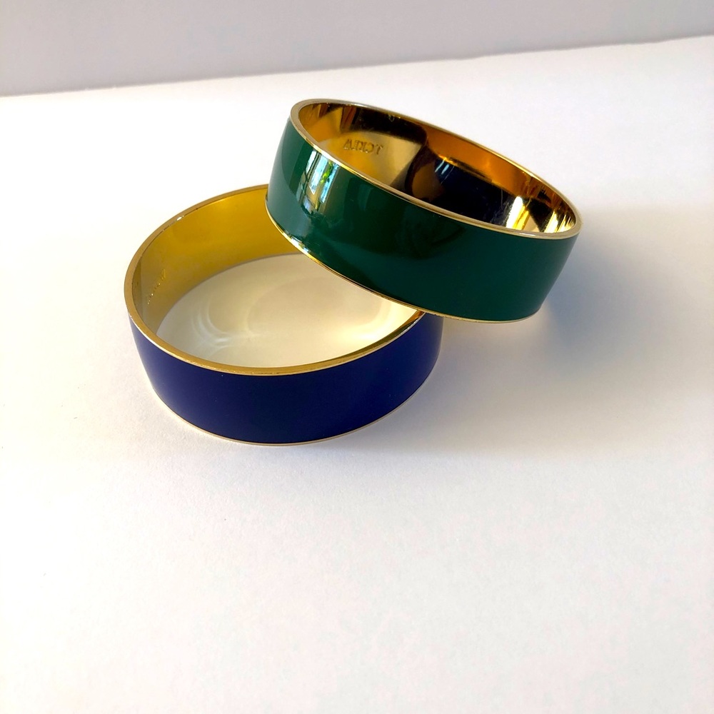 Green and blue Jcrew bangles